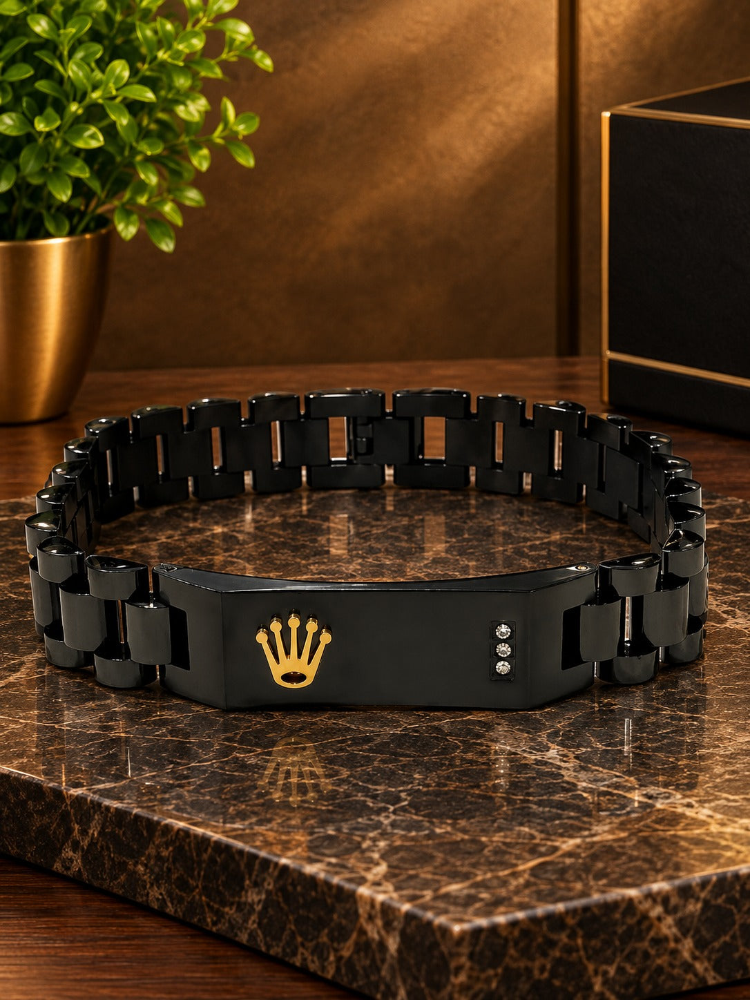 Black ROLEX Crown Jubilee Bracelet