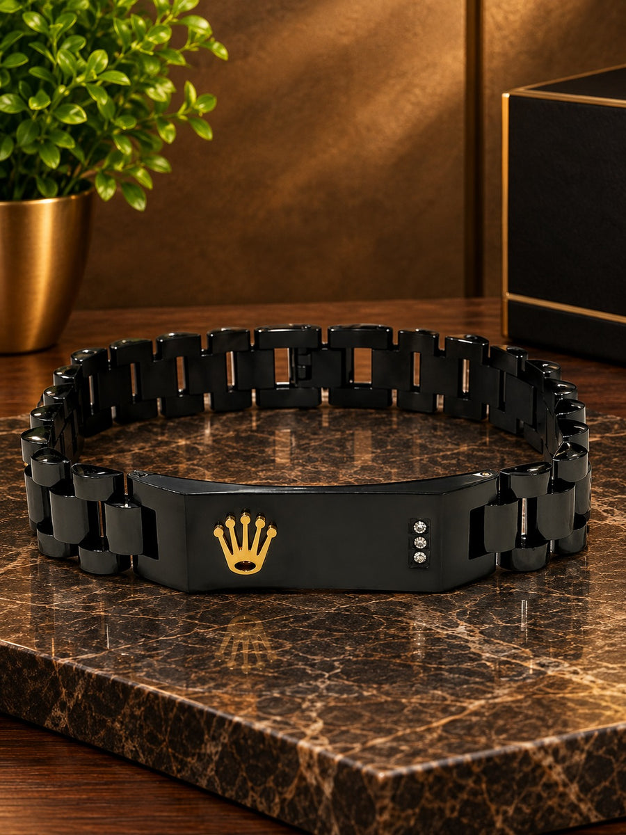 Black ROLEX Crown Jubilee Bracelet
