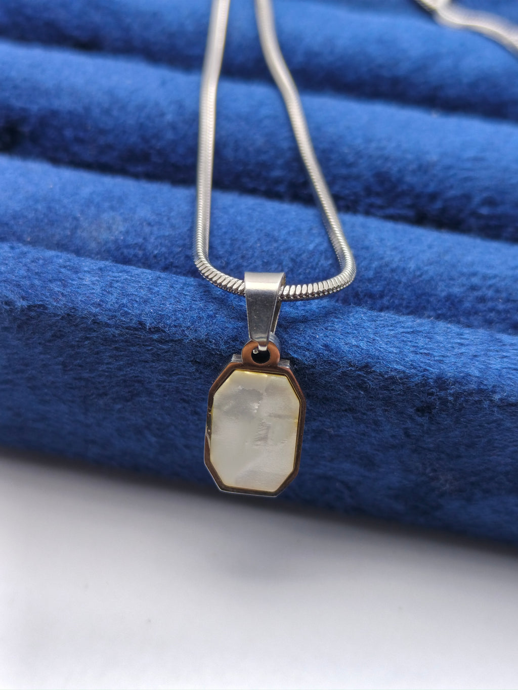 Square Gemstone Pendant Dual Stone