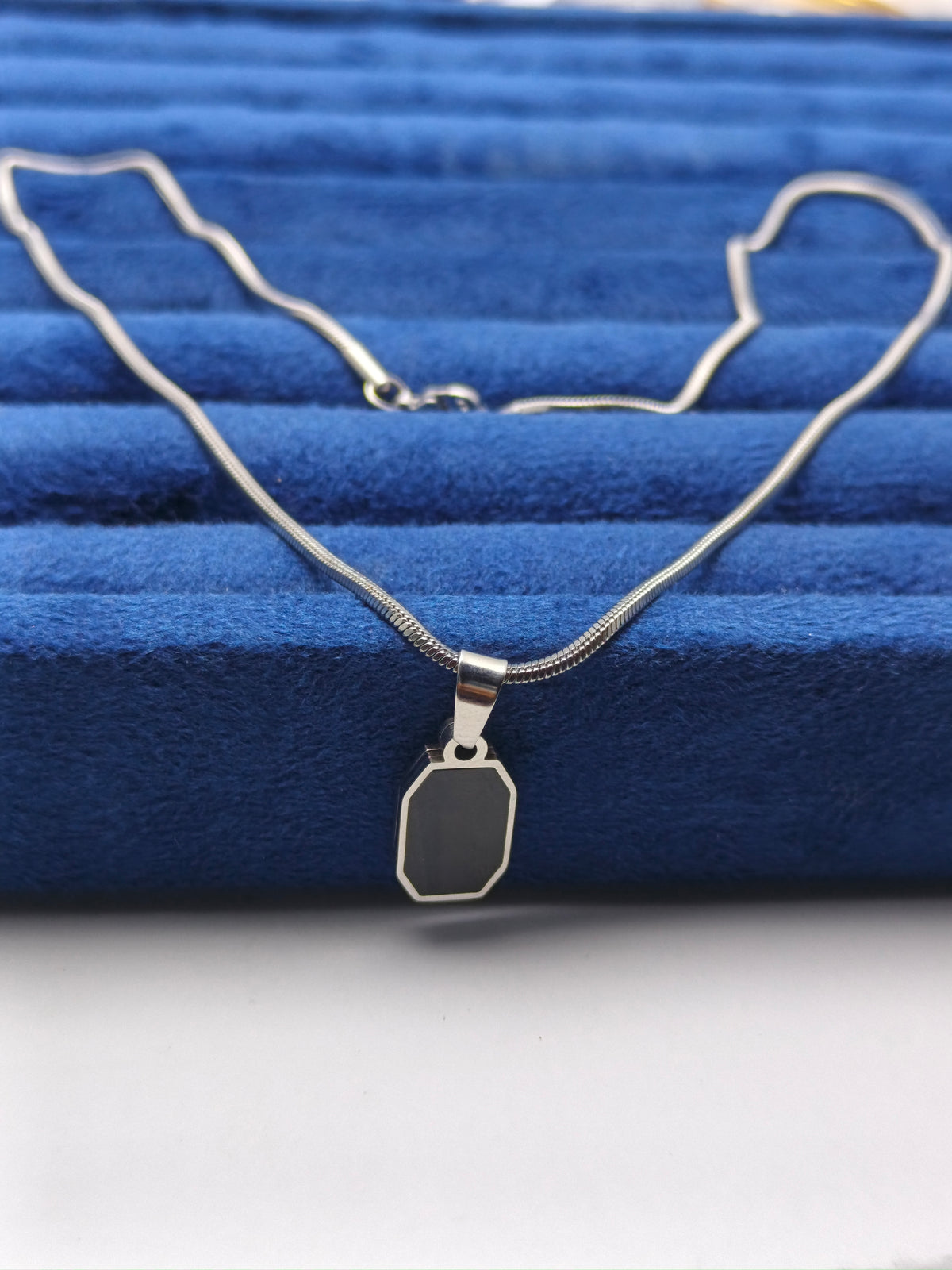 Square Gemstone Pendant Dual Stone