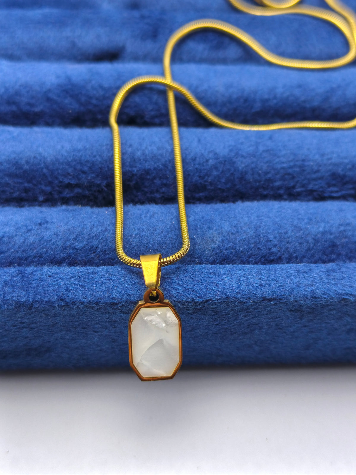 Square Gemstone Pendant Dual Stone
